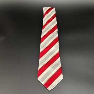 Donald J. Trump Red And Silver Striped Tie Signature Collection 100% Silk